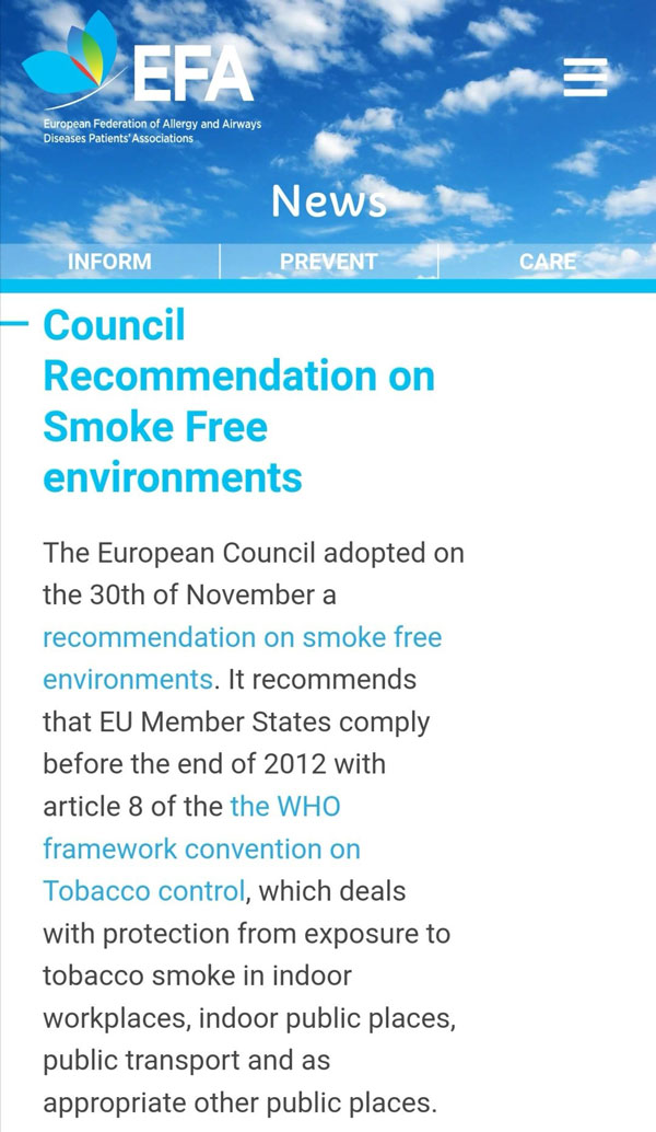Council Recommendations SmokeFree